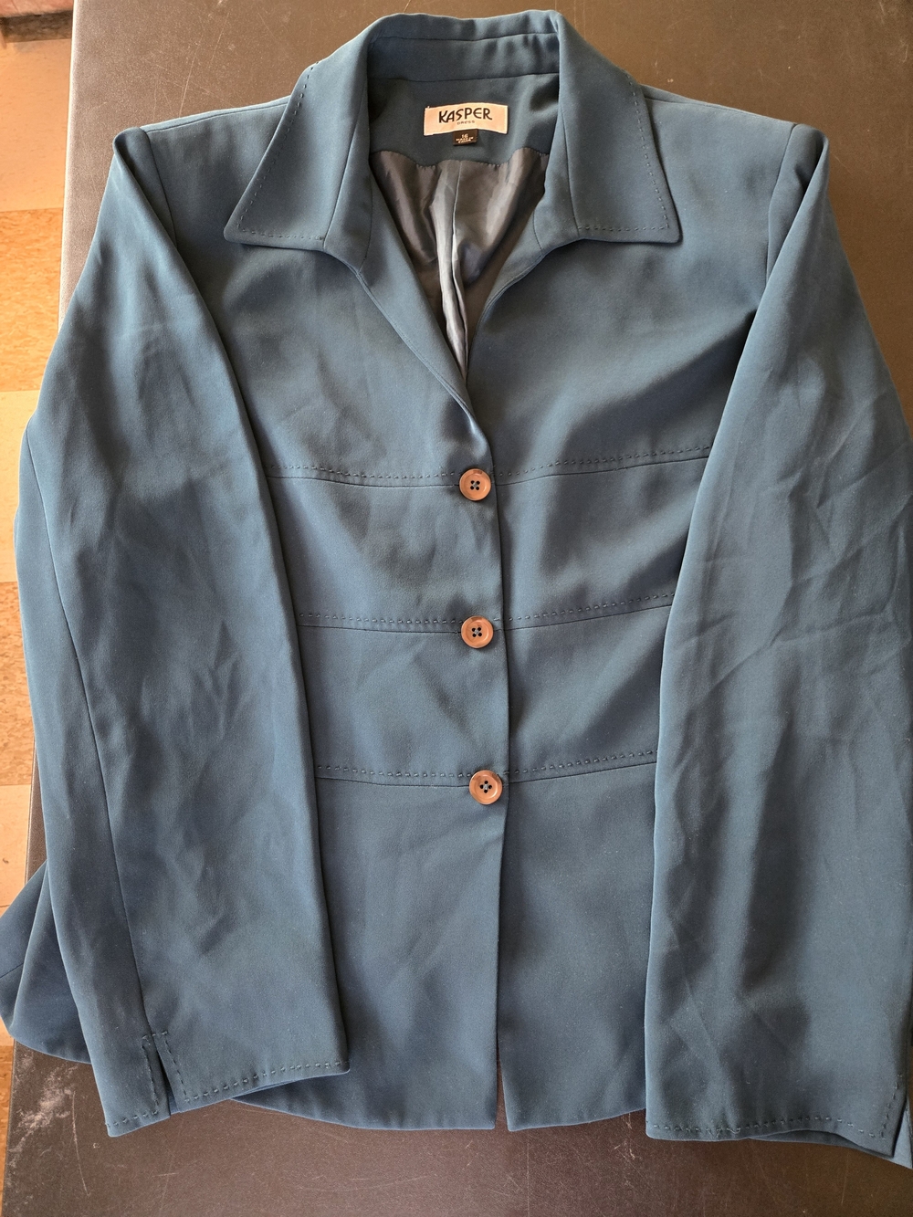 Kasper Teal Button-Front Blazer